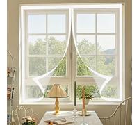 Mosquitera Puerta Magnetica 130 x 145 cm Cierre Automático, Protección Insectos, Resistente a La Rotura Puerta de Malla Corredera Cortina para Dormitorio Sala de, Blanco