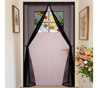 Mosquitera Puerta Magnética 135 x 160 cm Transpirables Antimosquitos, Sin Taladros, Magnético Automático, Con Velcra, Puerta de Malla Magnética para Pasillos Balcn Puertas, Negro