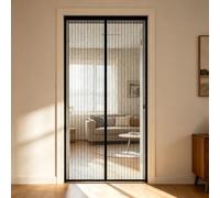Mosquitera Puerta Magnética 138 x 175 cm Mantiene El Aire Fresco Dentro y Los Bichos Fuera Cortinas Mosquiteras para Puertas para Puertas de Salón Balcón Corredor, Negro