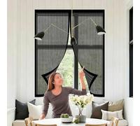 Mosquitera Puerta Magnetica 80 x 100 cm Cierre Automático, Protección Insectos, Resistente a La Rotura Puerta de Malla Corredera Cortina para Correderas, Garaje O Patio, Negro