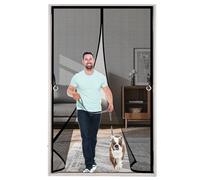 Mosquitera Puerta Magnetica 80 x 120 cm con Imanes, Cierra Automáticamente Cortina Magnética Fácil de Instalar, Antimosquitos, Malla Fina para Puerta Doble Balcón, Negro