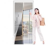 Mosquitera Puerta Magnetica 80 x 120 cm con Imanes, Cierra Automáticamente Cortinas Mosquiteras Fácil de Instalar, Antimosquitos, Malla Fina para Garaje O Patio, Blanco