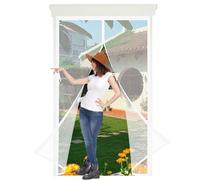 Mosquitera Puerta Magnetica 80 x 145 cm con Imanes, Cierra Automáticamente Cortinas Mosquiteras Fácil Instalación, Mantiene El Aire Fresco Adiós a Los Mosquitos, Blanco