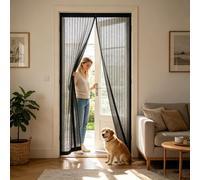 Mosquitera Puerta Magnética 90 x 190 cm Cierre Automático Transpirables, Antimosquitos Mosquitera Imantada Puerta para Puertas Del Balcón, Patio, Negro