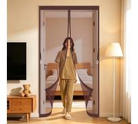 Mosquitera Puerta Magnetica 90 x 190 cm Malla Imanes de Poliéster Imanes, Se Cierra Automáticamente Magnético Cortina para Protección Contra Insectos para Cocina, Comedor, Marrón
