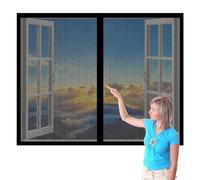 Mosquitera Ventana 100 x 160 cm Protección Contra Mosquitos y Moscas Mosquitera sin Taladrar Fácil de Limpiar para Todas Las Ventanas Interiores y Exteriores, Negro