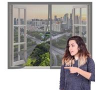 Mosquitera Ventana 100 x 170 cm sin Taladrar Ni Atornillar Pantalla Magnética Ajustable Ventana de Bricolaje Fácil de Ensamblar Autoadhesivo para Todas Las Ventanas, Gris