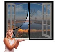 Mosquitera Ventana 105 x 115 cm sin Taladrar Ni Atornillar Pantalla Magnética Ajustable Ventana de Bricolaje Fácil de Ensamblar Autoadhesivo para Balcón Corredera Terraza, Negro