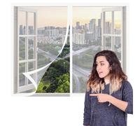 Mosquitera Ventana 110 x 120 cm sin Taladrar Ni Atornillar Pantalla Magnética Ajustable Ventana de Bricolaje Fácil de Ensamblar Autoadhesivo para Todas Las Ventanas, Blanco