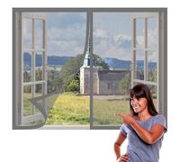 Mosquitera Ventana 110 x 130 cm Protección Contra Mosquitos y Moscas Mosquitera Ajustable Ventanas Lavables para Todas Las Ventanas, Gris