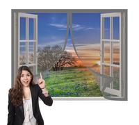 Mosquitera Ventana 125 x 165 cm Protección Contra Mosquitos y Moscas Mosquitera Ventana Mosquiteras Fácil Instalación, Sin Taladrar Ni Atornillar para Todas Las Ventanas, Gris