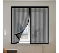 Mosquitera Ventana 130 x 145 cm Imanes Se Cierran Automáticamente Mosquitera Ventana Malla Contra Insectos Fácil de Limpiar para Balcón Corredera Terraza, Negro