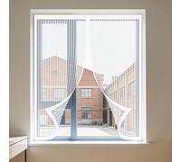 Mosquitera Ventana 150 x 80 cm sin Taladrar Ni Atornillar Window Mosquito Net Lavables para Exterior Jardín Balcón Salón Casa Tienda, Blanco