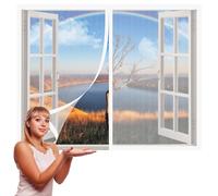 Mosquitera Ventana 50 x 130 cm sin Taladrar Ni Atornillar Pantalla Magnética Ajustable Ventana de Bricolaje Fácil de Ensamblar Autoadhesivo para Balcón Corredera Terraza, Blanco