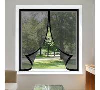Mosquitera Ventana 50 x 130 cm sin Taladrar Ni Atornillar Pantalla Magnética Ajustable Ventana de Bricolaje Lavables para de Bricolaje para Caseras Oficina, Negro