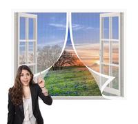 Mosquitera Ventana 75 x 130 cm Protección Contra Mosquitos y Moscas Mosquitera Ventana Mosquiteras Fácil Instalación, Sin Taladrar Ni Atornillar para Todas Las Ventanas, Blanco