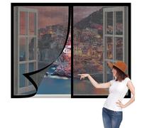 Mosquitera Ventana 80 x 110 cm sin Taladrar Ni Atornillar Window Mosquito Net Fácil de Limpiar Adecuada para Decoración Del Hogar, Negro
