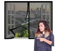 Mosquitera Ventana 85 x 145 cm sin Taladrar Ni Atornillar Pantalla Magnética Ajustable Ventana de Bricolaje Fácil de Ensamblar Autoadhesivo para Todas Las Ventanas, Negro