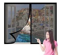 Mosquitera Ventana 90 x 110 cm sin Taladrar Ni Atornillar Mosquitera Ventanas Adhesiva Lavables Adecuada para Decoración Del Hogar, Negro