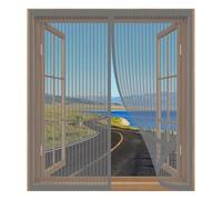 Mosquitera Ventana Extensible 120 x 120 cm Fácil Instalación sin Taladrar, Fácil de Limpiar Cortina Mosquitera para Sala de Estar para Todas Las Ventanas, Gris