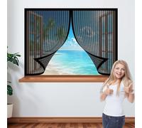 Mosquitera Ventana Magnética 110 x 150 cm Protección Anti-Mosquitos Cortina Mosquitera Magnética Fácil de Limpiar para Ventana Autoadhesiva Ventanas, Negro