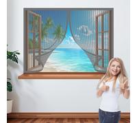 Mosquitera Ventana Magnética 110 x 150 cm Protección Anti-Mosquitos Cortina Mosquitera Magnética Fácil de Limpiar para Ventana Autoadhesiva Ventanas, Gris