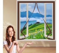 Mosquitera Ventana Magnetica 120 x 120 cm Cierre Automático Mosquiteras Para Ventanas Adiós A Los Mosquitos Mantiene La Circulación De Aire Fresco, Marrón