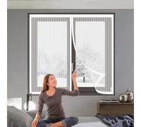 Mosquitera Ventana Magnetica 130 x 130 cm Cierre Automático, Protección Insectos, Resistente a La Rotura Puerta de Malla Magnética para Correderas, Garaje O Patio, Blanco