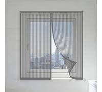 Mosquitera Ventana Magnetica 130 x 135 cm Protección Contra Mosquitos y Moscas Mosquitera Ventana de Fijación Autoadherente Lavables Adecuada para Decoración Del Hogar, Gris