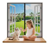 Mosquitera Ventana Magnetica 130x145 cm Negro, Cierre Automático con Imanes Fuertes, Sin Taladrar, Malla Ultra Fina Anti-Mosquitos, Instalación Rápida y Fácil, Resistente, para Ventanas y Balcón