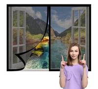 Mosquitera Ventana Magnetica 50 x 120 cm sin Taladrar Ni Atornillar Mosquitera Ventana Magnetica Fácil de Limpiar para Todas Las Ventanas Interiores y Exteriores, Negro