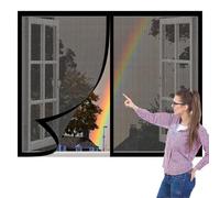 Mosquitera Ventana Magnetica 60 x 60 cm Imanes Se Cierran Automáticamente Mosquitera Magnética Ventana Lavables para Balcón Corredera Terraza, Negro