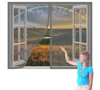 Mosquitera Ventana Magnetica 60 x 65 cm sin Taladrar Ni Atornillar Ajustable Mosquitera Ventana Magnetica Fácil de Limpiar para de Bricolaje para Caseras Oficina, Gris