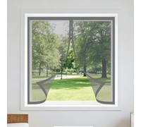 Mosquitera Ventana Magnetica 90 x 110 cm Mantiene Insectos, Moscas y Mosquitos Fuera Window Mosquito Net Fácil de Ensamblar Autoadhesivo para Todas Las Ventanas, Gris