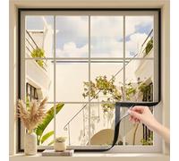 Mosquitera Ventana Sin Taladrar, Malla Mosquitera para Ventanas de Vidrio contra Insectos y Mosquitos, Red con Cinta Adhesiva, Extraíble y Lavable para Casa o Cocina(negro,55x120cm)