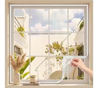 Mosquitera Ventana Sin Taladrar, Malla Mosquitera para Ventanas de Vidrio contra Insectos y Mosquitos, Red con Cinta Adhesiva, Extraíble y Lavable para Casa o Cocina(White,55x120cm)