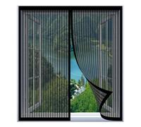 Mosquiteras Correderas para Ventanas de Aluminio 110 x 120 cm Fácil Instalación sin Taladrar, Fácil de Limpiar Pegajoso Cortina Pantalla para Todas Las Ventanas, Negro