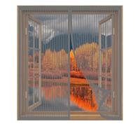 Mosquiteras de Ventanas sin Taladrar 75 x 130 cm Fácil Instalación sin Taladrar, Fácil de Limpiar Protección de Insectos Mosca Cortina para Todas Las Ventanas, Gris