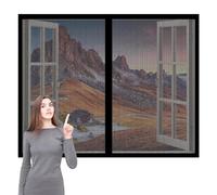 Mosquiteras Magneticas 60 x 120 cm Imanes Se Cierran Automáticamente Cortinas Mosquitera Ventana Fácil de Limpiar para Ventanasde Balcón, Ventanasde Patio, Sala, Negro