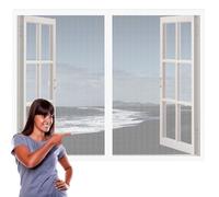 Mosquiteras Magneticas 60 x 65 cm Protección Contra Mosquitos y Moscas Mosquitera Ajustable Ventanas Fácil de Limpiar para Ventanasde Balcón, Ventanasde Patio, Sala, Blanco