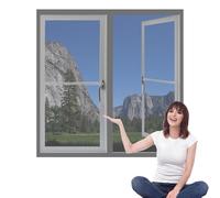 Mosquiteras Magneticas 75 x 95 cm sin Taladrar Ni Atornillar Mosquitera Ajustable Ventanas Fácil de Limpiar Adecuada para Decoración Del Hogar, Gris