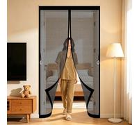 Mosquiteras para Puertas 110 x 180 cm Poliéster Resistente, con Ganchos, Silenciosa y Automática Magnético Cortina para Protección Contra Insectos para Balcón, Entrada, Negro