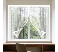 Mosquiteras para Ventanas 110 x 130 cm Imanes Se Cierran Automáticamente Mosquiteras Fácil de Limpiar para Todas Las Ventanas Interiores y Exteriores, Blanco