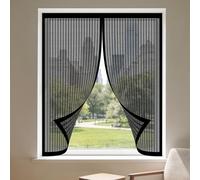 Mosquiteras para Ventanas 130 x 135 cm Mantiene Insectos, Moscas y Mosquitos Fuera Ajustable Mosquitera Ventana Magnetica Fácil de Limpiar para Balcón Corredera Terraza, Negro
