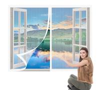 Mosquiteras para Ventanas 75 x 110 cm sin Taladrar Ni Atornillar Cortinas Mosquitera Ventana Fácil de Ensamblar Autoadhesivo para Exterior Jardín Balcón Salón Casa Tienda, Blanco