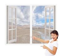 Mosquiteras para Ventanas 80 x 145 cm Protección Contra Mosquitos y Moscas Mosquitera Ventanas Adhesiva Lavables Adecuada para Decoración Del Hogar, Blanco