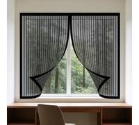Mosquiteras para Ventanas 85 x 145 cm Imanes Se Cierran Automáticamente Mosquiteras Fácil de Limpiar para Todas Las Ventanas Interiores y Exteriores, Negro