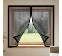 Mosquiteras para Ventanas Magnética 110 x 145 cm sin Taladrar Ni Atornillar Ventana Contra Insectos y Moscas Fácil de Ensamblar Autoadhesivo para Balcón Corredera Terraza, Negro