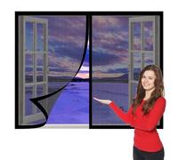 Mosquiteras para Ventanas Magnética 75 x 110 cm sin Taladrar Ni Atornillar Mosquitera Ajustable Ventanas Lavables para Todas Las, Negro