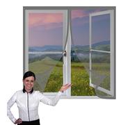 Mosquiteras para Ventanas Magneticas 105 x 115 cm Protección Contra Mosquitos y Moscas Mosquitera Magnética Ventana Lavables Adecuada para Decoración Del Hogar, Gris